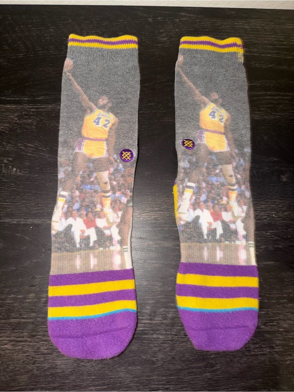 Stance NBA Legends Kareem Abdul Jabbar Socks Los Angeles Lakers Size XL